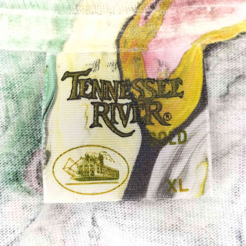 テネシーリバー TENNESSEE RIVER 90S 総柄クルーネックTシャツ マーブル 裾袖シングル 短丈  メンズ JPN:XL